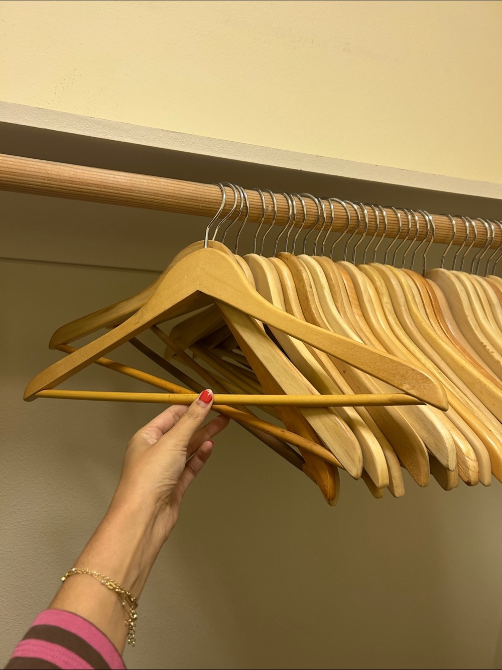 Classic Wooden Clothes Hangers - Natural Wood Finish (Set of 10)